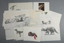 JURASSIC PARK - Printed Dinosaur Reference Drawings with Hand-Written Annotations