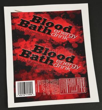 Freaks of Nature: Blood Bath Energy Drink Label