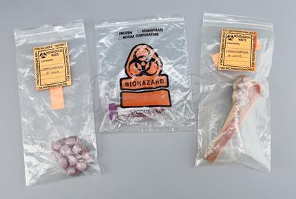 THE X-FILES (1993 - 2002) - Biohazard Bags With Cancerous Mass, Bone and Blood Sample