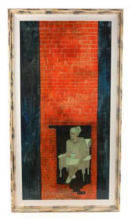 NIGHT GALLERY (1969 - 1973) - Acrylic Painting Of Old Woman On Hardboard Signed 'Tom Wright'