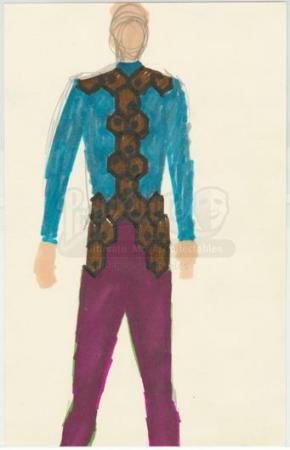 STAR TREK: THE ORIGINAL SERIES (1966 - 1969) - William Ware Theiss Hand-Drawn Costume Sketch Of Krodak’s (Gene Dynarski) Gideon Uniform
