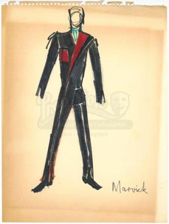STAR TREK: THE ORIGINAL SERIES (1966 - 1969) - William Ware Theiss Hand-Drawn Costume Sketch Of Larry Marvick’s (David Frankham) Jumpsuit