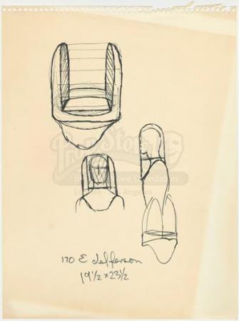 STAR TREK: THE ORIGINAL SERIES (1966 - 1969) - William Ware Theiss Hand-Drawn Costume Sketch Of Environmental Suit Helmet