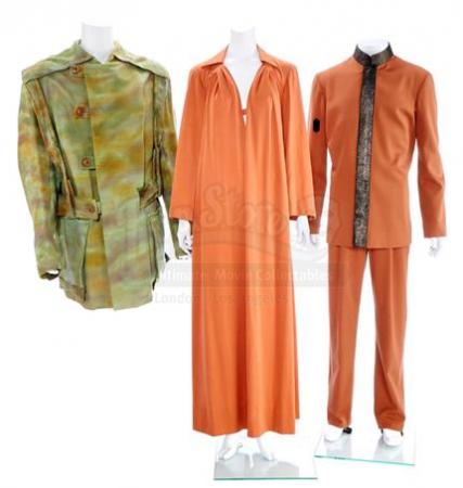 STAR TREK: THE NEXT GENERATION (1987 - 1994) - Green Overcoat, Copper Gown, Copper Satin Tunic and Trousers